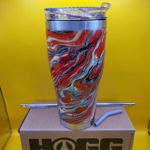 Hogg Outfitters 30 oz Stainless Steel Insulated Tumbler w Straw, Cleaner